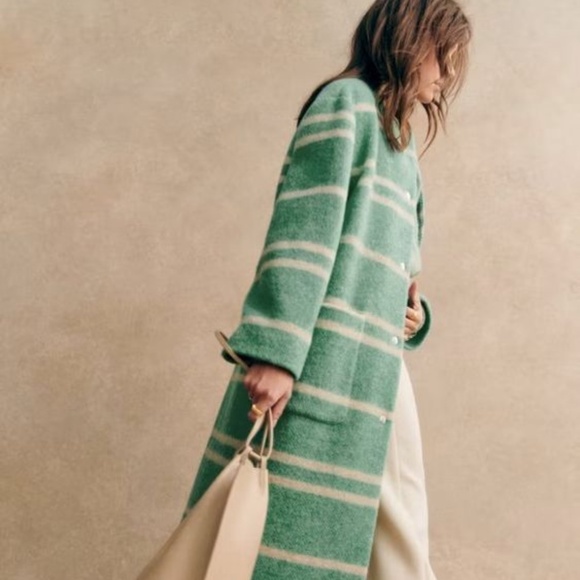 Sezane Jerome Coat Green Wool - Size 4 - Picture 1 of 7